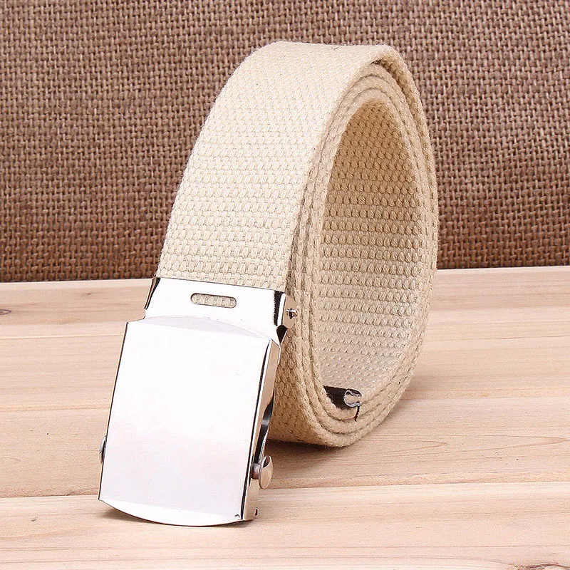 Fashion Men Belt Trend Weaving Canvas Alloy Smooth Buckle Men and Women Belt Casual Simple Sport Cowboy Belt Men