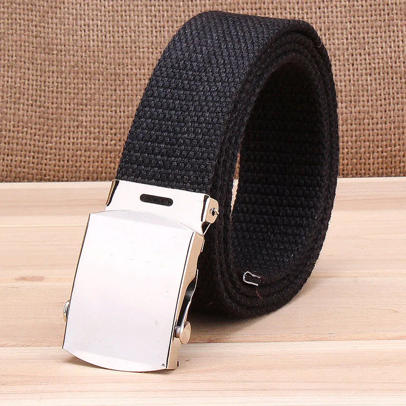 Fashion Men Belt Trend Weaving Canvas Alloy Smooth Buckle Men and Women Belt Casual Simple Sport Cowboy Belt Men