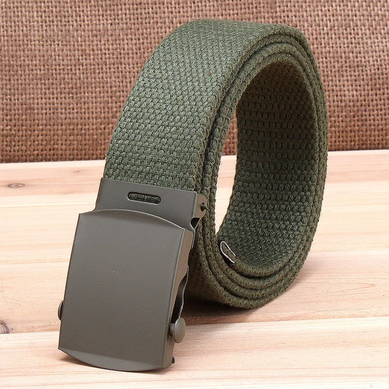 Fashion Men Belt Trend Weaving Canvas Alloy Smooth Buckle Men and Women Belt Casual Simple Sport Cowboy Belt Men