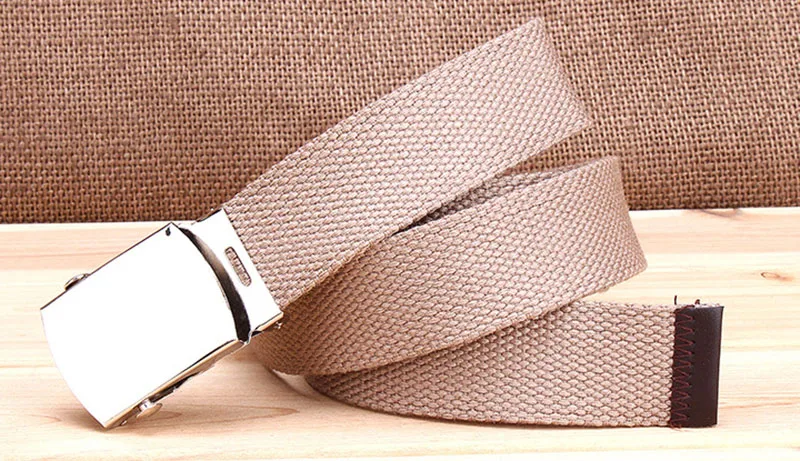 Fashion Men Belt Trend Weaving Canvas Alloy Smooth Buckle Men and Women Belt Casual Simple Sport Cowboy Belt Men