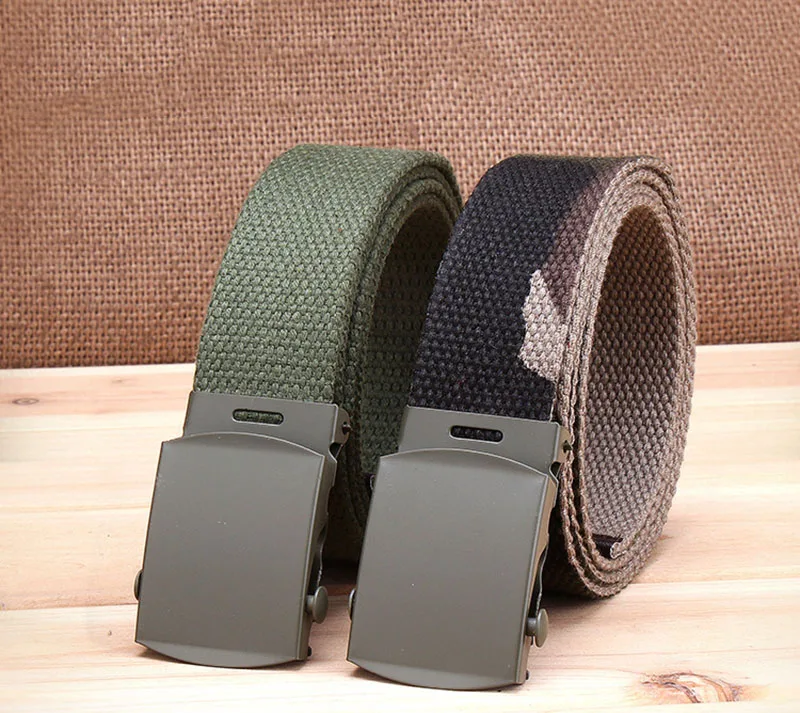 Fashion Men Belt Trend Weaving Canvas Alloy Smooth Buckle Men and Women Belt Casual Simple Sport Cowboy Belt Men