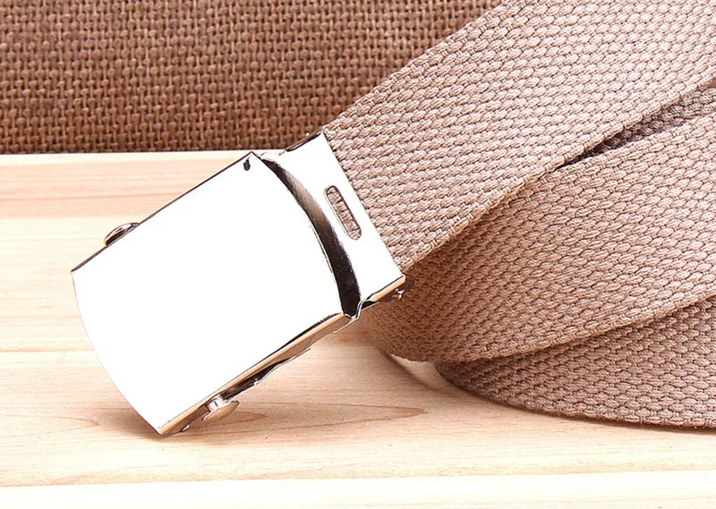 Fashion Men Belt Trend Weaving Canvas Alloy Smooth Buckle Men and Women Belt Casual Simple Sport Cowboy Belt Men