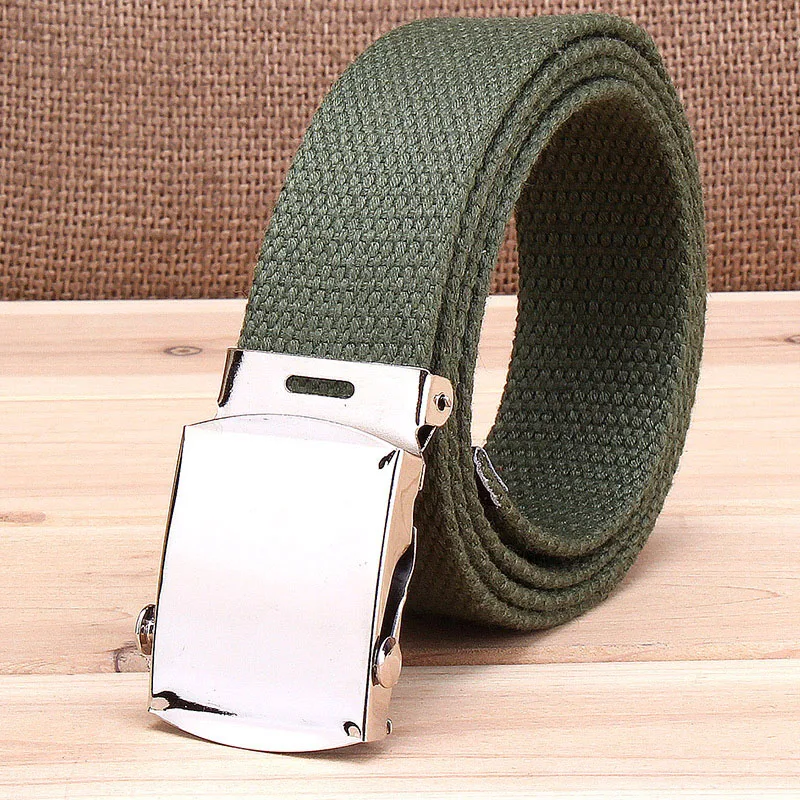 Fashion Men Belt Trend Weaving Canvas Alloy Smooth Buckle Men and Women Belt Casual Simple Sport Cowboy Belt Men
