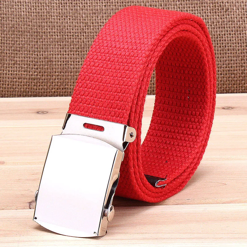 Fashion Men Belt Trend Weaving Canvas Alloy Smooth Buckle Men and Women Belt Casual Simple Sport Cowboy Belt Men