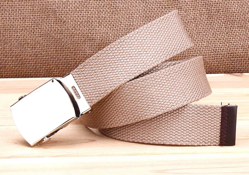 Fashion Men Belt Trend Weaving Canvas Alloy Smooth Buckle Men and Women Belt Casual Simple Sport Cowboy Belt Men