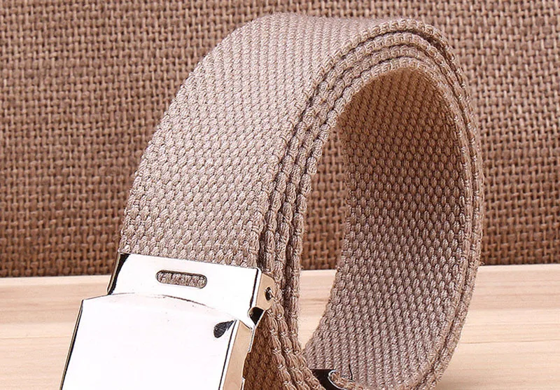 Fashion Men Belt Trend Weaving Canvas Alloy Smooth Buckle Men and Women Belt Casual Simple Sport Cowboy Belt Men