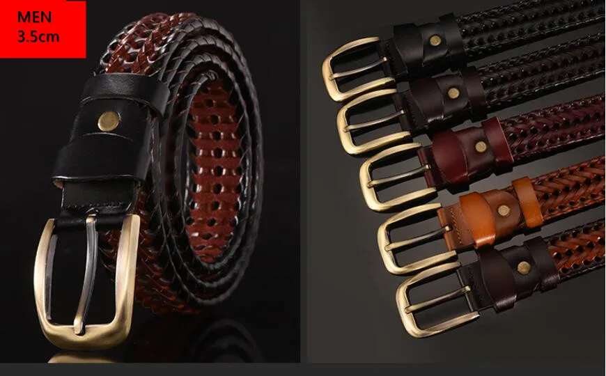 Women Braided Belt For Men's Woven Belt Luxury Genuine Leather Cow Straps Hand Knitted Designer Men For Jeans Girdle Male Belts