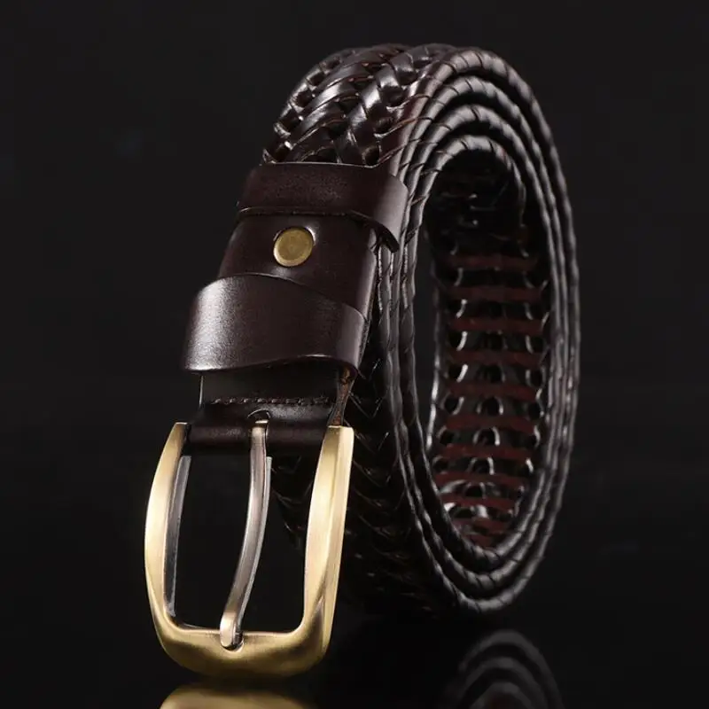 Women Braided Belt For Men's Woven Belt Luxury Genuine Leather Cow Straps Hand Knitted Designer Men For Jeans Girdle Male Belts