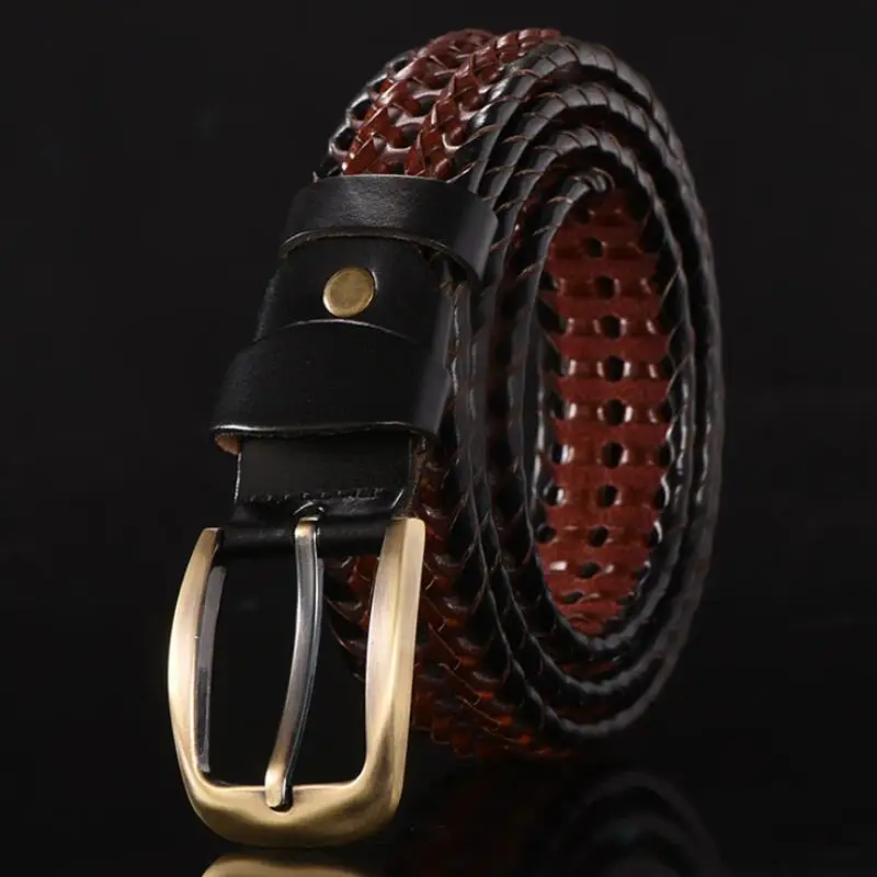 Women Braided Belt For Men's Woven Belt Luxury Genuine Leather Cow Straps Hand Knitted Designer Men For Jeans Girdle Male Belts