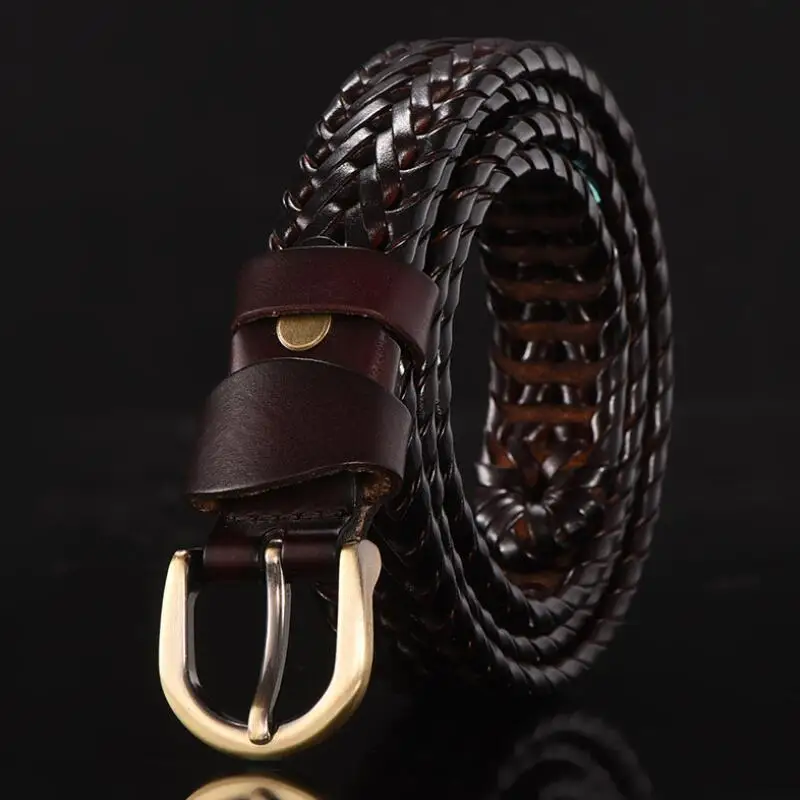Women Braided Belt For Men's Woven Belt Luxury Genuine Leather Cow Straps Hand Knitted Designer Men For Jeans Girdle Male Belts
