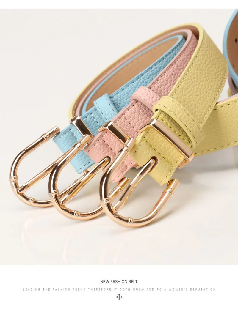 2.8x103cm Women PU Leather Belts Simple Metal Buckle Belt Girls Dress Jean Pants Waistband Belts for Lady