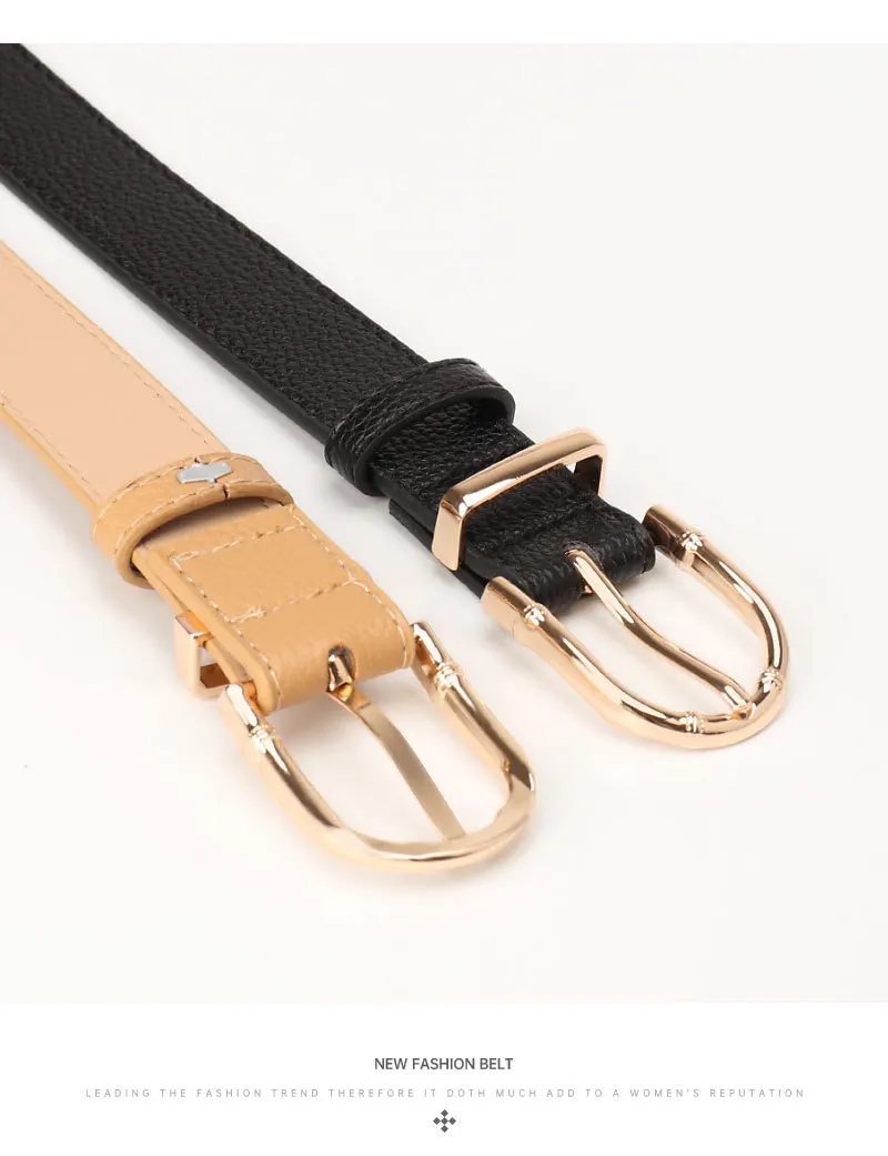 2.8x103cm Women PU Leather Belts Simple Metal Buckle Belt Girls Dress Jean Pants Waistband Belts for Lady