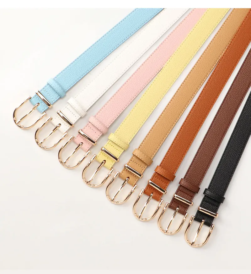 2.8x103cm Women PU Leather Belts Simple Metal Buckle Belt Girls Dress Jean Pants Waistband Belts for Lady