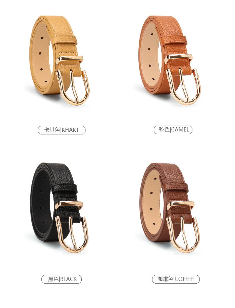 2.8x103cm Women PU Leather Belts Simple Metal Buckle Belt Girls Dress Jean Pants Waistband Belts for Lady