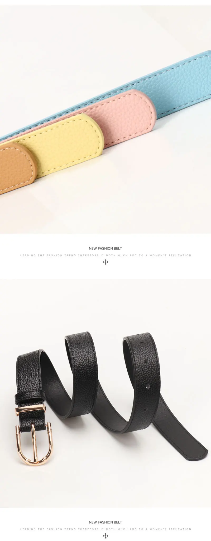 2.8x103cm Women PU Leather Belts Simple Metal Buckle Belt Girls Dress Jean Pants Waistband Belts for Lady