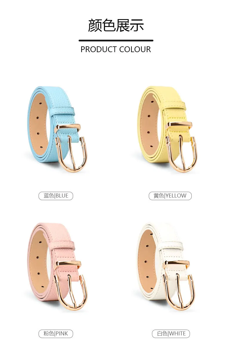 2.8x103cm Women PU Leather Belts Simple Metal Buckle Belt Girls Dress Jean Pants Waistband Belts for Lady
