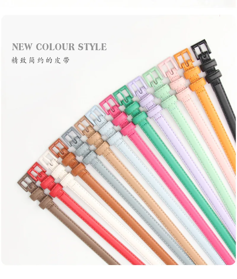 1piece 1.5x101cm Candy Color Thin Belt for Dress Sweater Jean Fashion Solid Color Faux Leather Female Belt