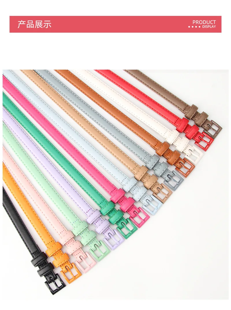 1piece 1.5x101cm Candy Color Thin Belt for Dress Sweater Jean Fashion Solid Color Faux Leather Female Belt