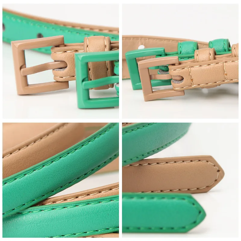 1piece 1.5x101cm Candy Color Thin Belt for Dress Sweater Jean Fashion Solid Color Faux Leather Female Belt