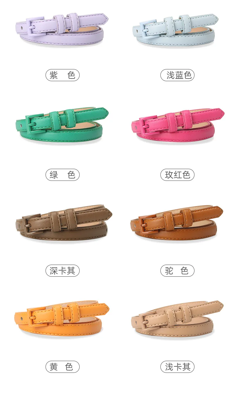 1piece 1.5x101cm Candy Color Thin Belt for Dress Sweater Jean Fashion Solid Color Faux Leather Female Belt