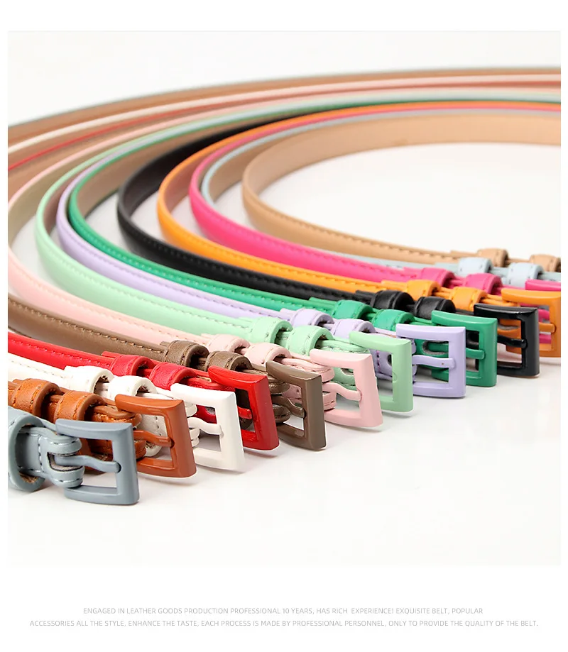 1piece 1.5x101cm Candy Color Thin Belt for Dress Sweater Jean Fashion Solid Color Faux Leather Female Belt