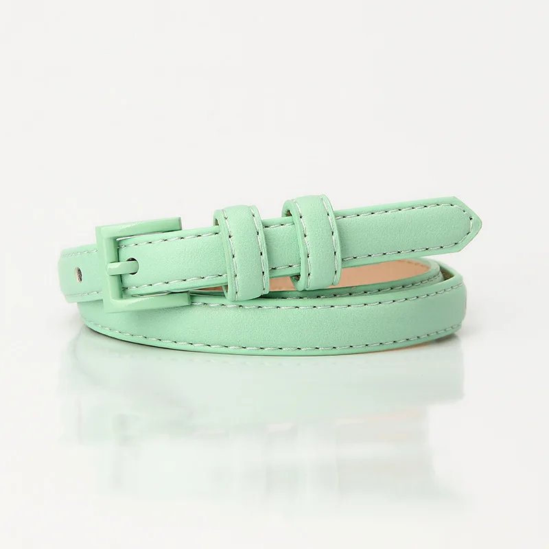 1piece 1.5x101cm Candy Color Thin Belt for Dress Sweater Jean Fashion Solid Color Faux Leather Female Belt