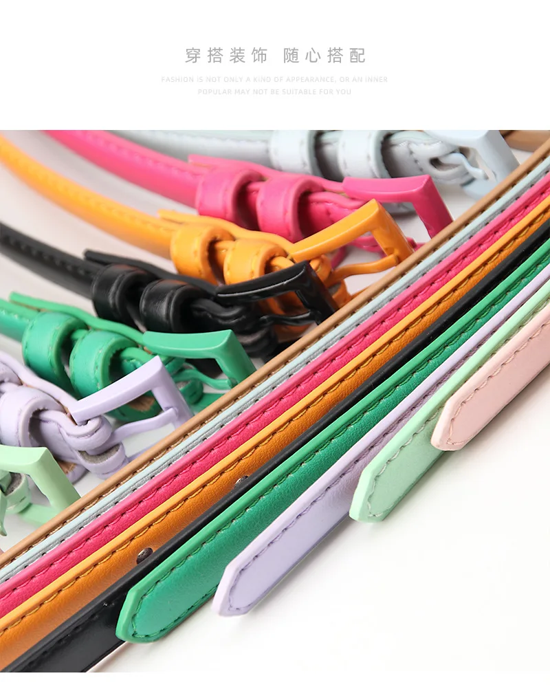1piece 1.5x101cm Candy Color Thin Belt for Dress Sweater Jean Fashion Solid Color Faux Leather Female Belt