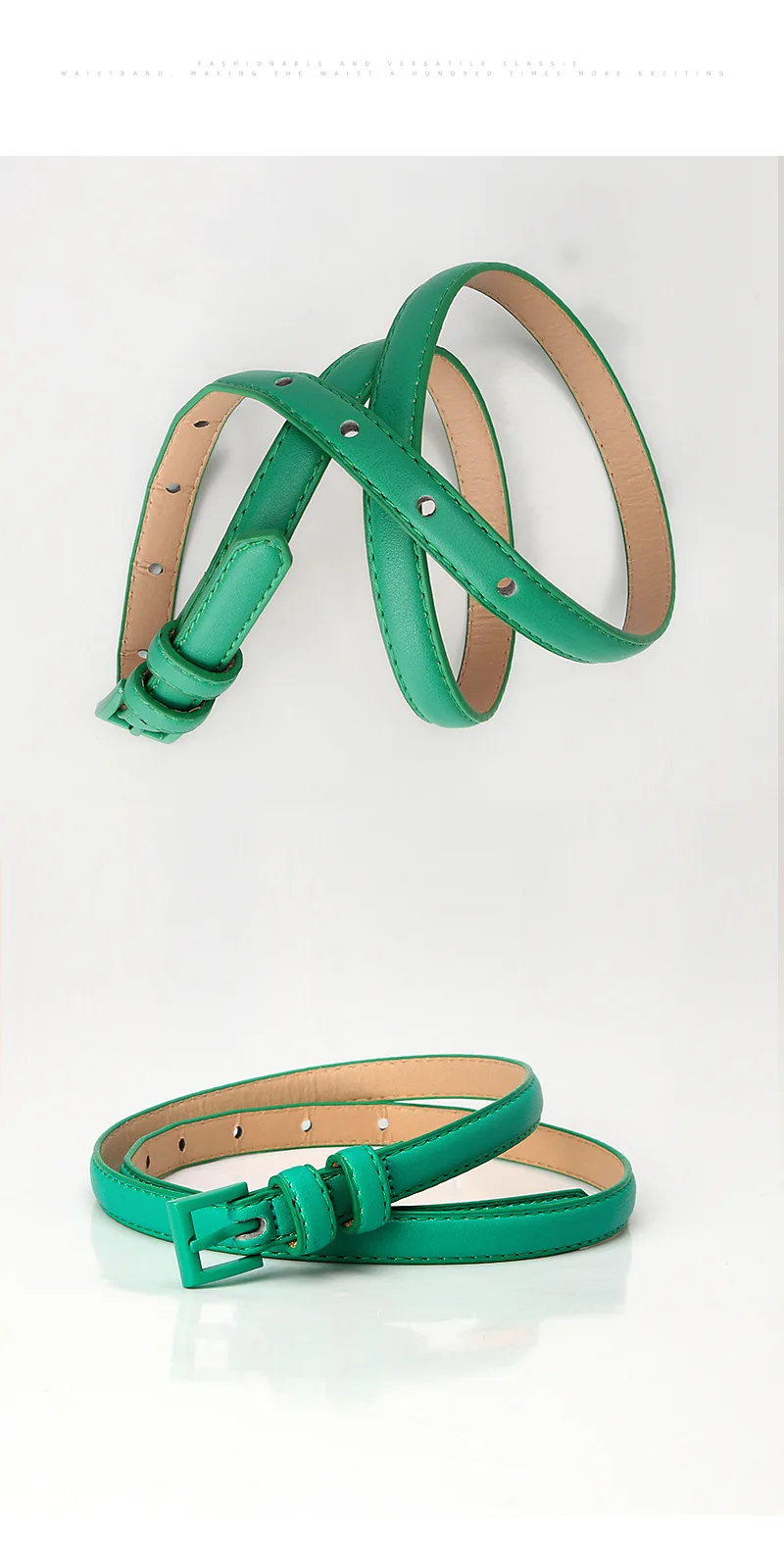 1piece 1.5x101cm Candy Color Thin Belt for Dress Sweater Jean Fashion Solid Color Faux Leather Female Belt