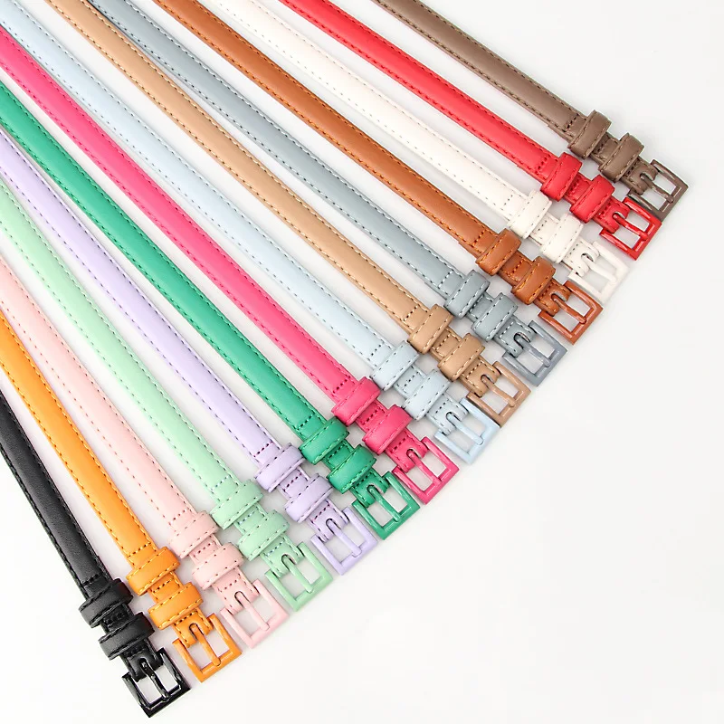 1piece 1.5x101cm Candy Color Thin Belt for Dress Sweater Jean Fashion Solid Color Faux Leather Female Belt