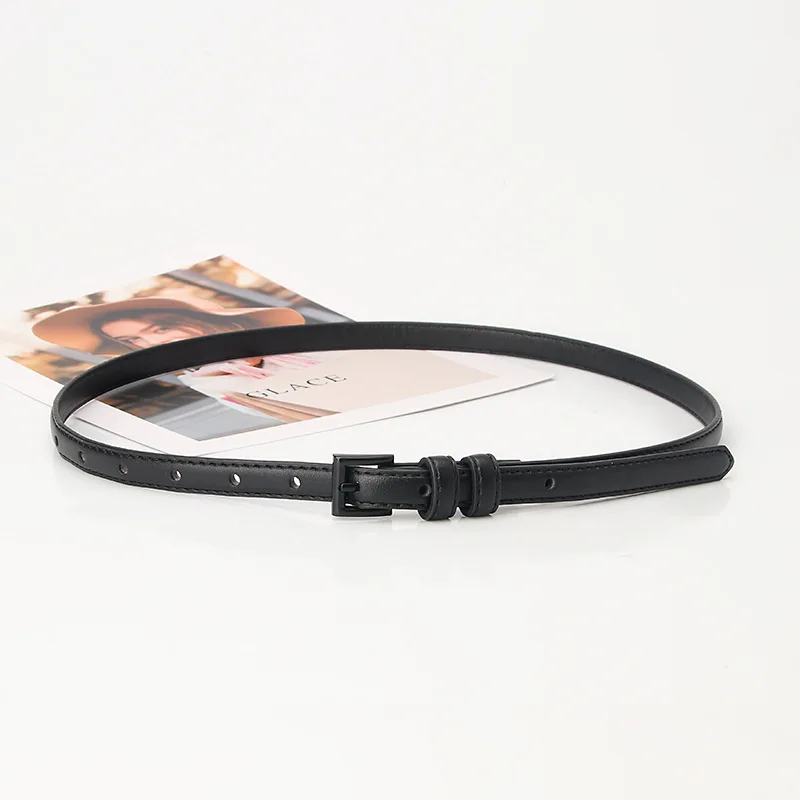 1.5x101cm Candy Color PU Leather Women Skinny Leather Belt Thin Waist Jeans Belt for Pants Fashion Metal in Pin Buckle Belt