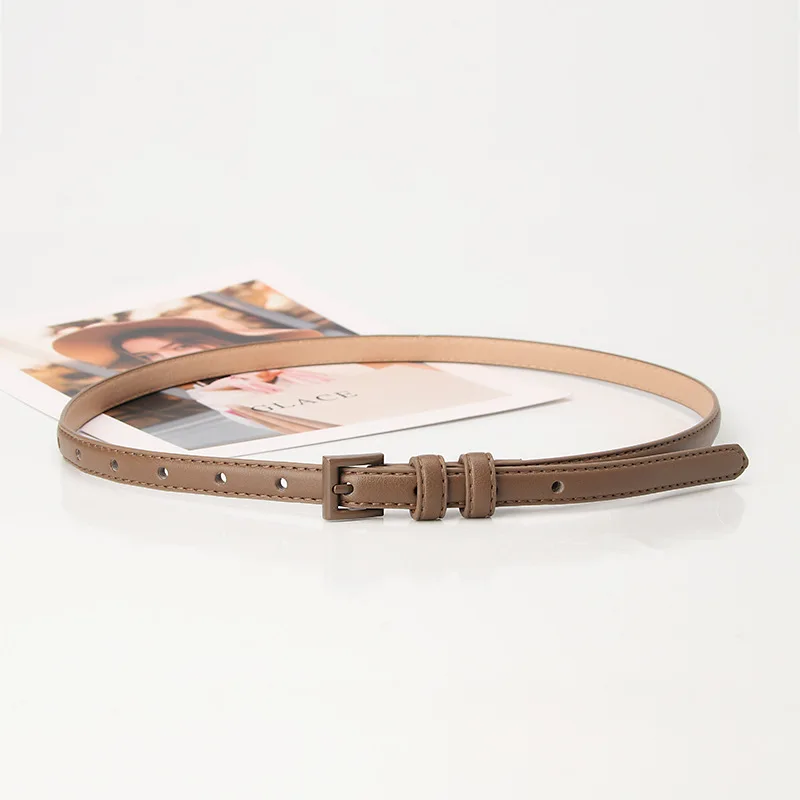 1.5x101cm Candy Color PU Leather Women Skinny Leather Belt Thin Waist Jeans Belt for Pants Fashion Metal in Pin Buckle Belt
