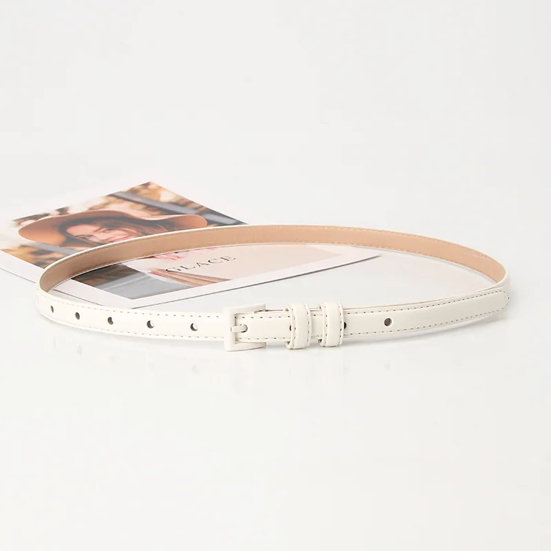 1.5x101cm Candy Color PU Leather Women Skinny Leather Belt Thin Waist Jeans Belt for Pants Fashion Metal in Pin Buckle Belt