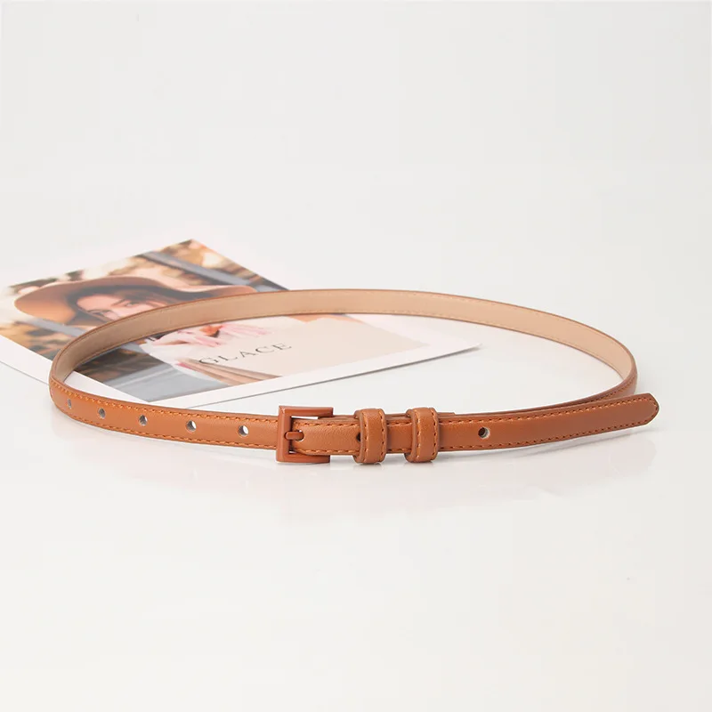 1.5x101cm Candy Color PU Leather Women Skinny Leather Belt Thin Waist Jeans Belt for Pants Fashion Metal in Pin Buckle Belt