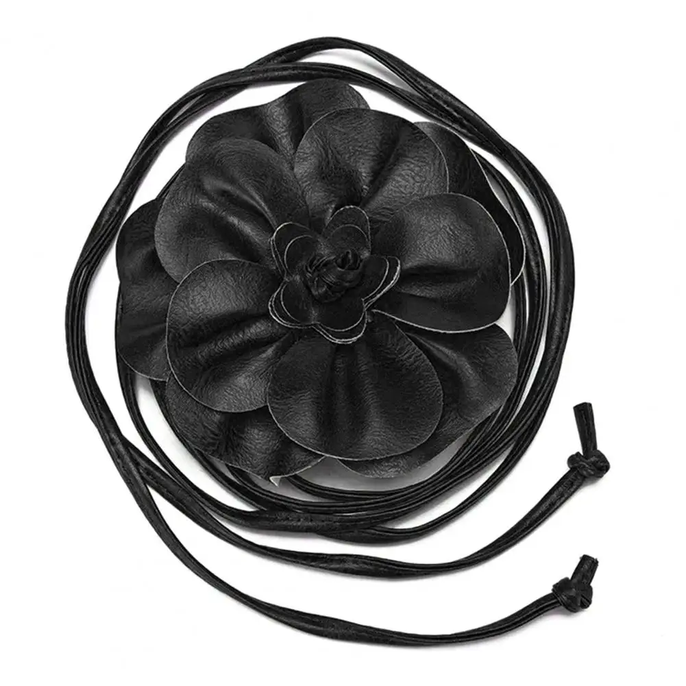 Boho Flower Waist Belt for Women Girls Floral Faux Leather Rope Waist Band Wedding Dress Thin Waistband Fashion Clothes Decor