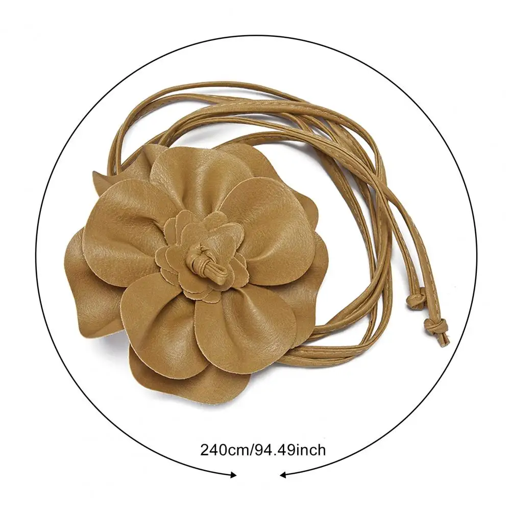 Boho Flower Waist Belt for Women Girls Floral Faux Leather Rope Waist Band Wedding Dress Thin Waistband Fashion Clothes Decor