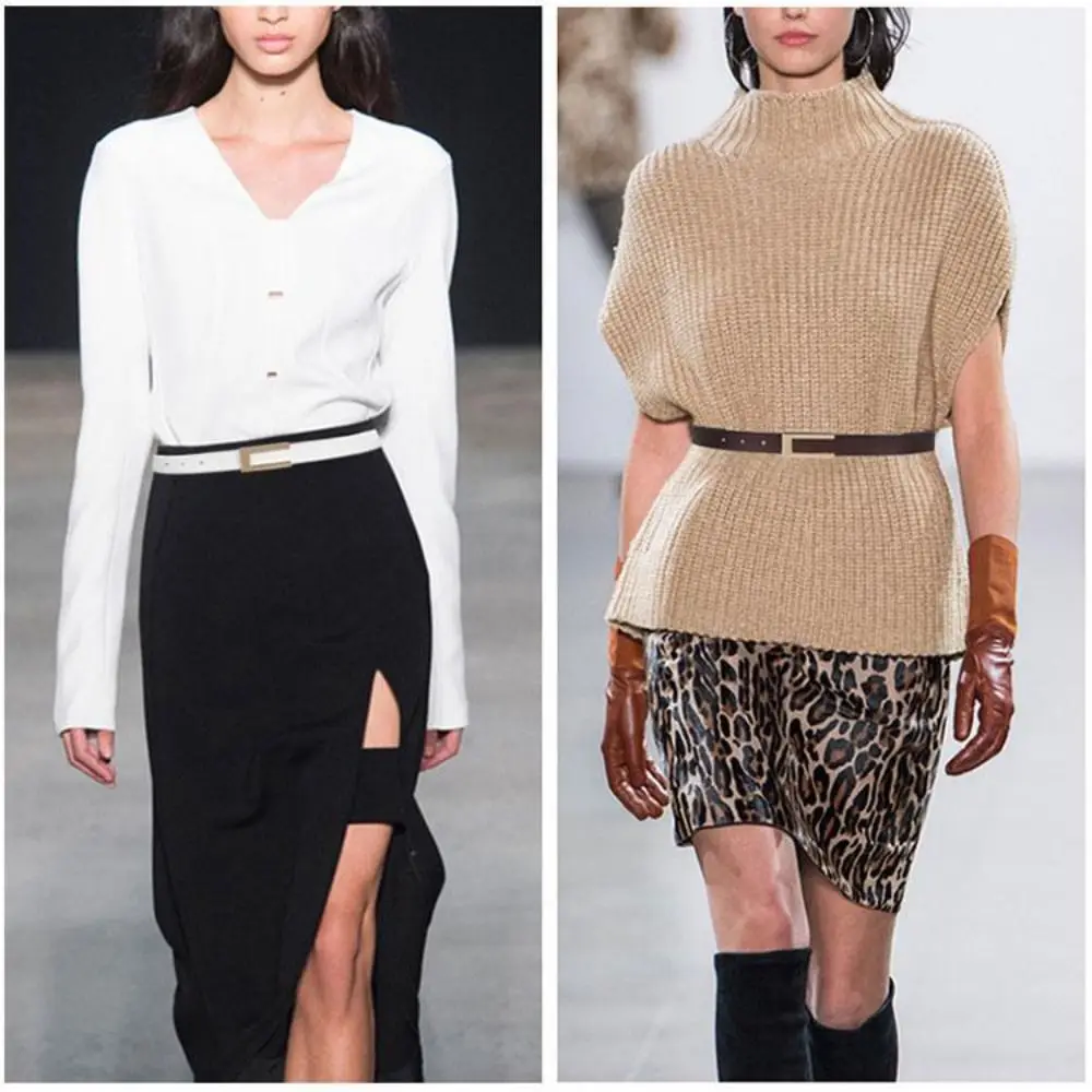 Waist Decoration Versatile Leather Belt Luxury Design Women Metal Slide Buckle Belt Trouser Dress Belts