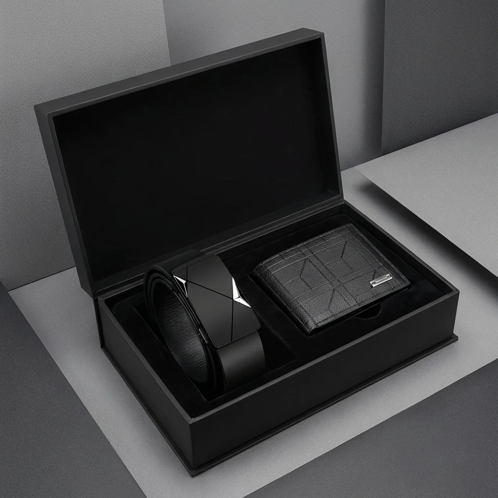 2pcs Simple and Fashionable Men's Belt Wallet Set High Quality Men's Business Belt Accessories Trendy Men's Birthday Gift