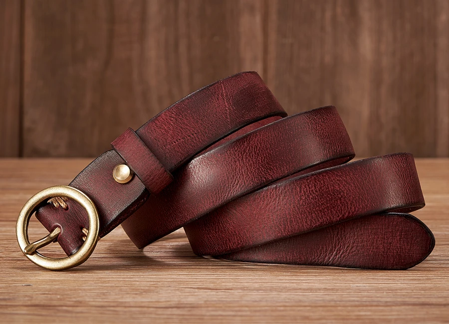 2.5CM Ladies Pure Cowhide Copper Buckle Genuine Leather Casual Jeans Thin Belt Women High Quality Retro Luxury Female Strap Girl