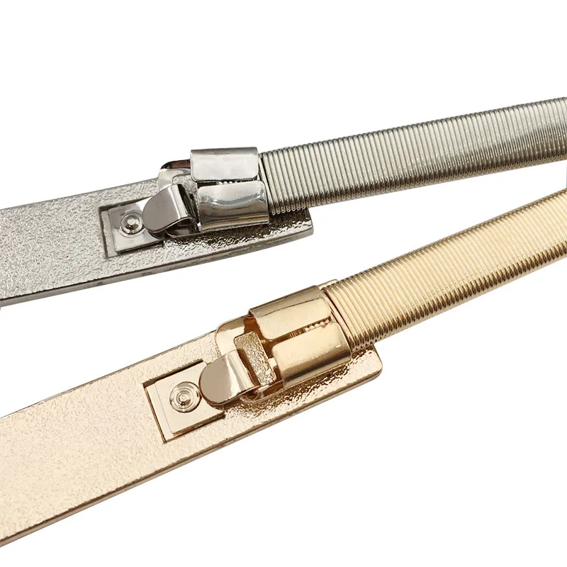 Elegant Metal Elastic Women Belts Gold Silver Rhinestone Thin Dress Waist Belts Ladies Female Waistbands Straps