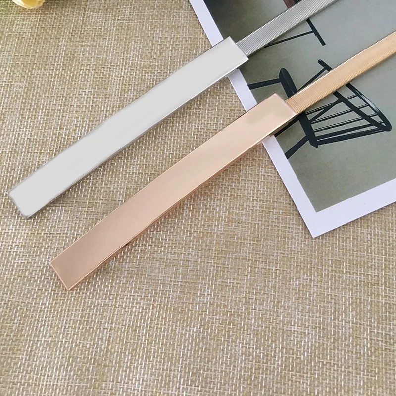 Elegant Metal Elastic Women Belts Gold Silver Rhinestone Thin Dress Waist Belts Ladies Female Waistbands Straps
