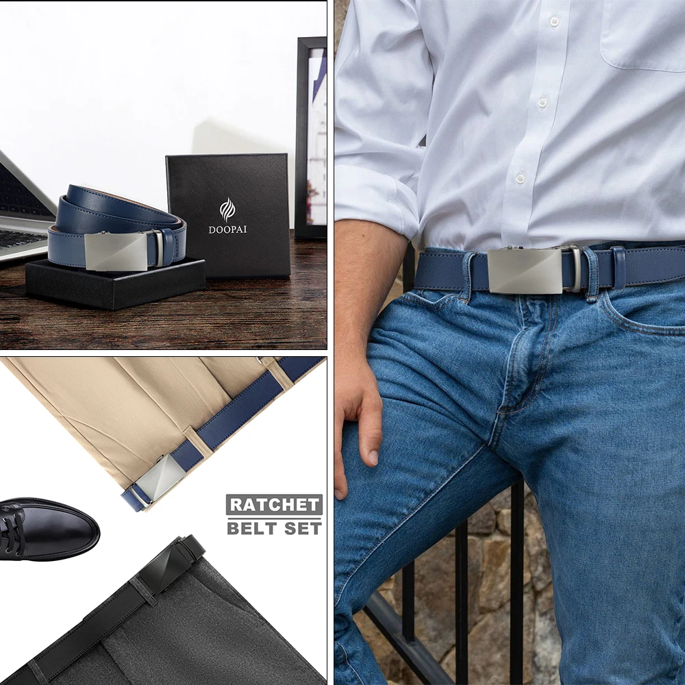 CHAOREN Brand Leather Belts for Men 115cm-135cm Automatic Belt with Ratchet Strap Top Quality Belts Luxury Belts for Men