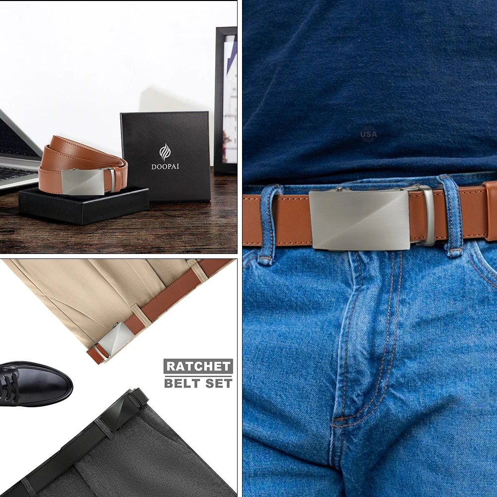 CHAOREN Brand Leather Belts for Men 115cm-135cm Automatic Belt with Ratchet Strap Top Quality Belts Luxury Belts for Men