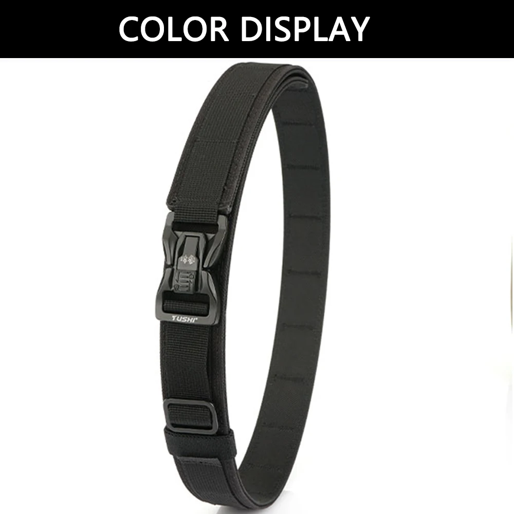 TUSHI New Military Belt for Men Sturdy Nylon Metal Automatic Buckle Police Duty Belt Tactical Outdoor Girdle IPSC Accessories