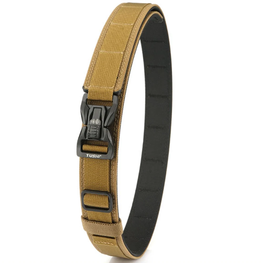 TUSHI New Military Belt for Men Sturdy Nylon Metal Automatic Buckle Police Duty Belt Tactical Outdoor Girdle IPSC Accessories