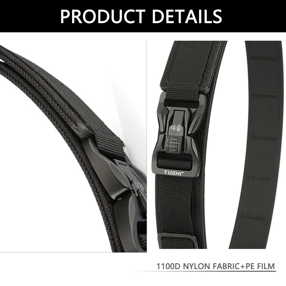 TUSHI New Military Belt for Men Sturdy Nylon Metal Automatic Buckle Police Duty Belt Tactical Outdoor Girdle IPSC Accessories