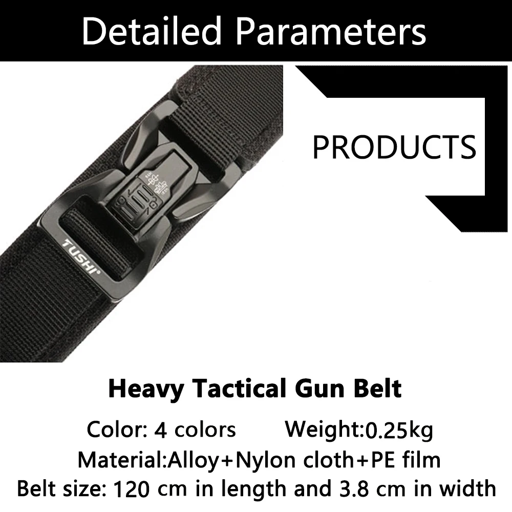 TUSHI New Military Belt for Men Sturdy Nylon Metal Automatic Buckle Police Duty Belt Tactical Outdoor Girdle IPSC Accessories