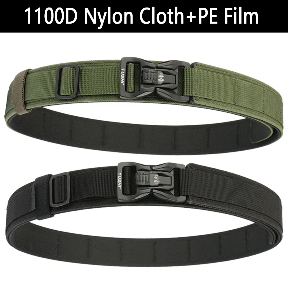 TUSHI New Military Belt for Men Sturdy Nylon Metal Automatic Buckle Police Duty Belt Tactical Outdoor Girdle IPSC Accessories