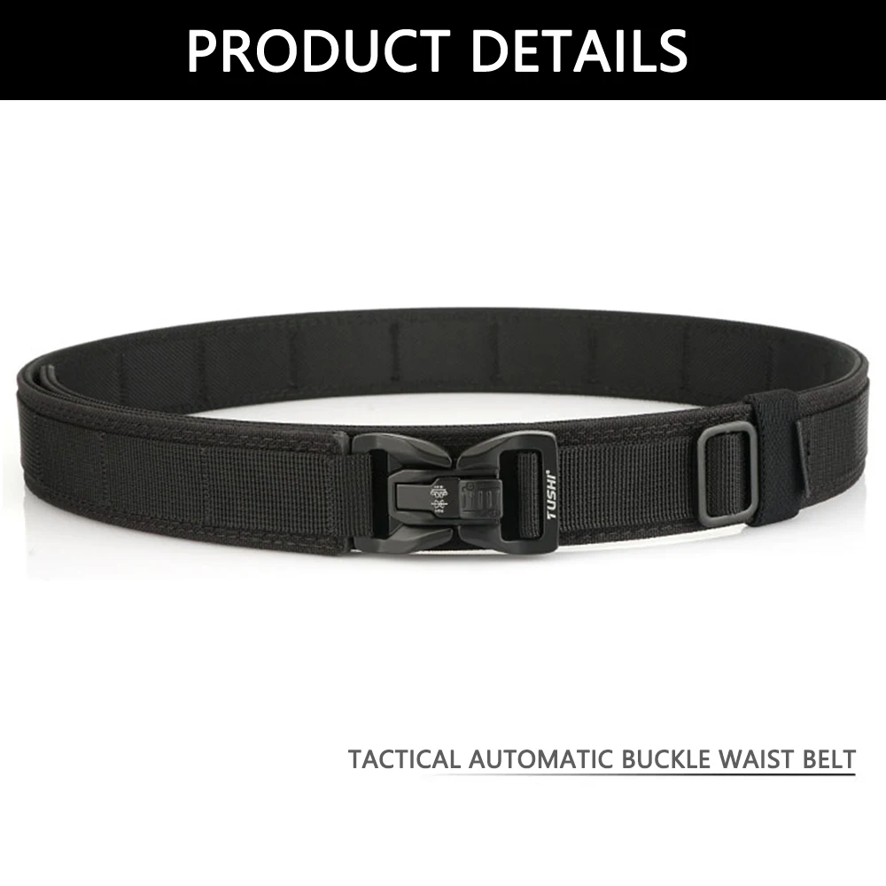 TUSHI New Military Belt for Men Sturdy Nylon Metal Automatic Buckle Police Duty Belt Tactical Outdoor Girdle IPSC Accessories