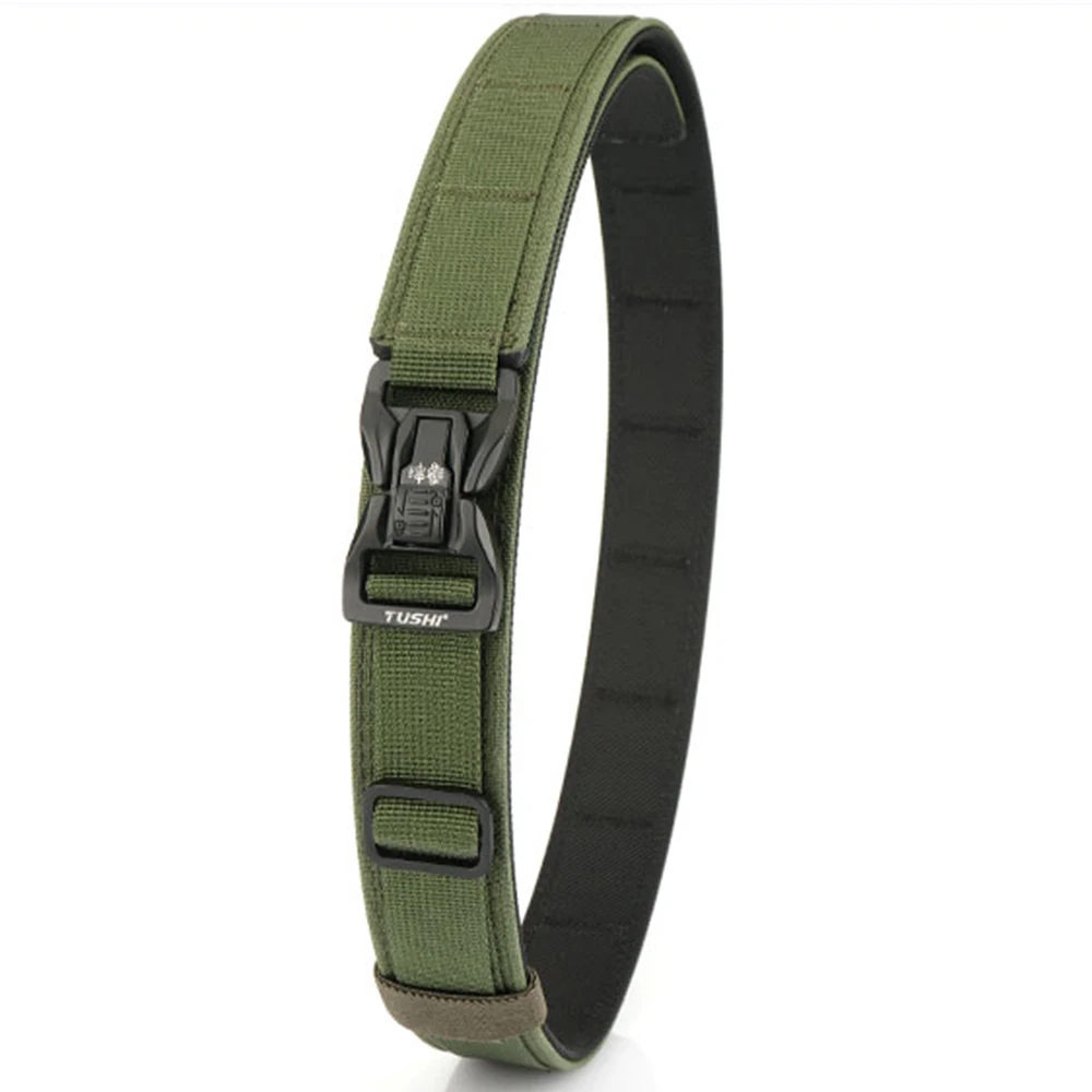 TUSHI New Military Belt for Men Sturdy Nylon Metal Automatic Buckle Police Duty Belt Tactical Outdoor Girdle IPSC Accessories