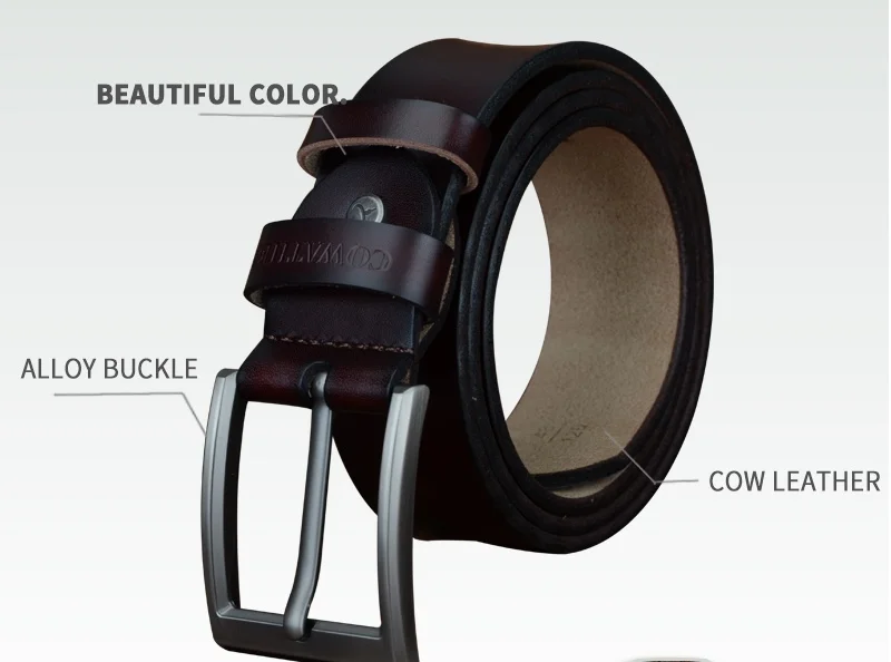 COWATHER 2021 men belt cow genuine leather luxury strap male belts for men new fashion classic vintage pin buckle dropshipping